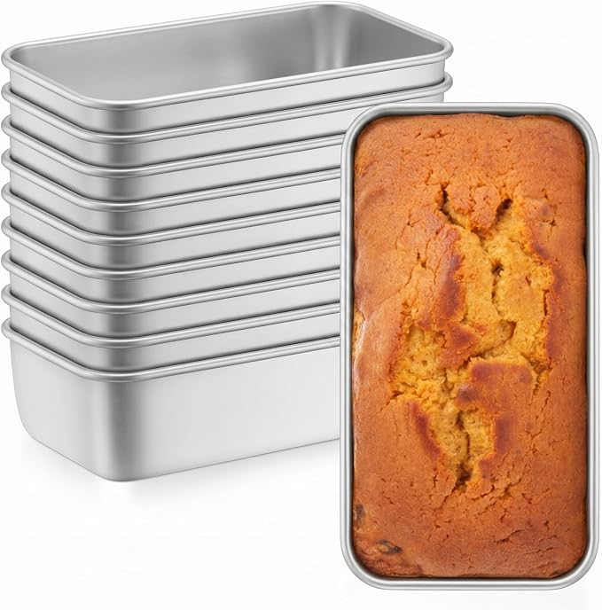 Leonyo Non-Toxic 9x5IN Stainless Steel Loaf Pan for Baking Bread,10 Pack | Metal Sandwich Bread Loaf Pans, Bread Pan Tins for Homemade Meatloaf Cakes Brownies Lasagnas, Dishwasher Oven Safe