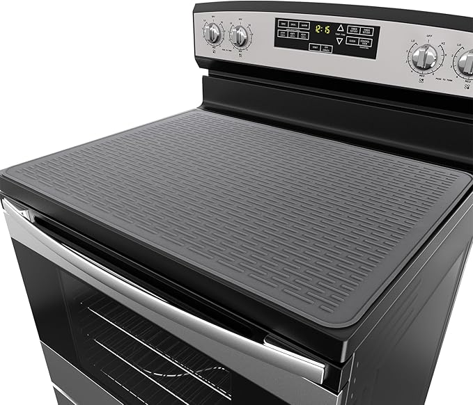 YUHFERA Stove Top Cover for Electric Stove - Silicone Stove Mat for Glass Top, Glass Cooktop Protector, XL Dish Drying Mats For Kitchen,Oven Covers for Electric Stove (Gray,28 x 20)