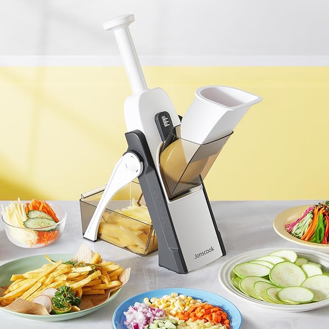 Jonscook Safe Veggie Chopper Vegetable Cutter, French Fry Cutter Onion Chopper Vegetable Slicer Fruit Cutter Dicer, Multifunctional Kitchen Gadgets Mandoline Food Slicer For Meal Prep - Gray