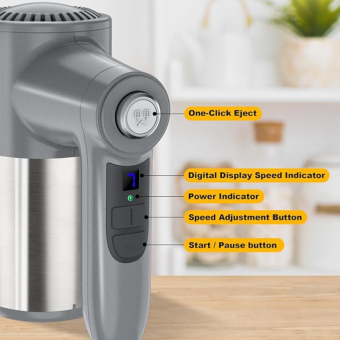 Cordless Electric Hand Mixer, 7 Speed Rechargeable Wireless Handheld Mixer with Eject Button, Long Battery, Quiet Anti-Splash, 6×304 Stainless Steel Attachments & Storage Base for Baking (Silver)