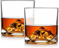 LIITON Mount Everest Heavy Crystal Whiskey Glasses Gift Set of 2, Thick Freezable Bourbon Glass 1lb Each, Premium Whiskey Gifts for Men, Frozen Crystal Chills Cocktails, 10 oz