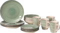16 PC Spin Wash Dinnerware Dish Set for 4 Person | Mugs, Salad and Dinner Plates and Bowls Sets, Stylish Dishes with Highly Chip and Crack Resistant, Dishwasher and Microwave Safe, Green. QI004502.GN