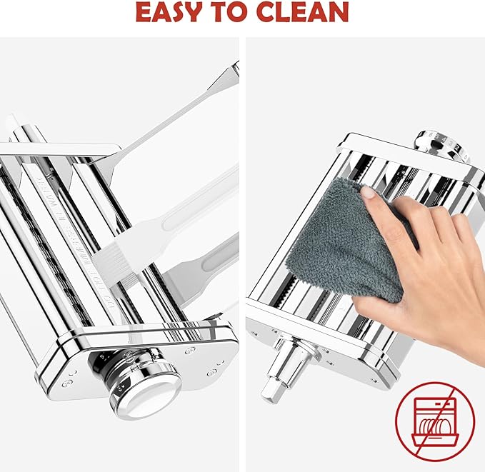 3-in-1 Pasta Attachment for KitchenAid Stand Mixer - Stainless Steel Pasta Maker with Roller, Spaghetti & Fettuccine Cutters | Professional Pasta Accessories for Homemade Noodles & Italian Cuisine