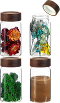 8 oz Small Glass Spice Jars with Airtight Wood Acacia Lid 4 PCS,Clear Coffee Ground Storage Canister Round Glass Spice Jar for Pantry Sugar Tea Bean Nuts Cookies Salts Seasoning
