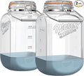 [NEW] 2 Pack Square 1.5 Gallon Glass Jar with Hinged Airtight Lid, Large Mason Jars Wide Mouth with Handle, Glass Storage Containers with Non-slip Base for Pantry, Laundry Room, Flour, Rice, Dog Treat
