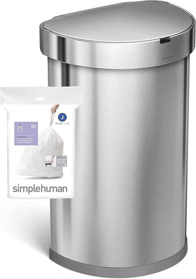 simplehuman Code J Custom Fit Trash Can Liner, 3 refill packs (60 Count), 30-45 Liter / 8-12 Gallon