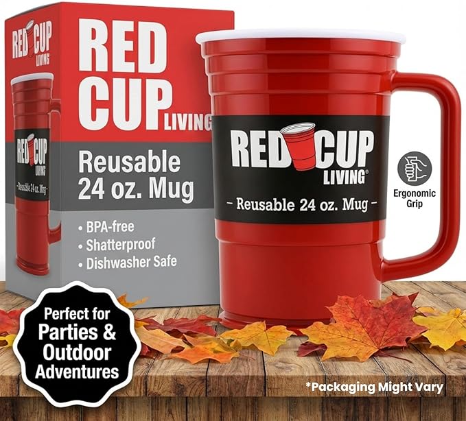 Red Cup Living 24Oz Party Mug Glass Tumbler - Reusable Unbreakable Party Cup for Hot & Cold Drinks, Summer Sale Drinkware & Spring Break Essentials