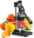 Manual Cast Iron Citrus Juicer,Commercial Hand Press,Heavy Duty Countertop Squeezer for Fresh Orange Lemon Juice,Stable When Pressed,Easy to Use & Clean (black)