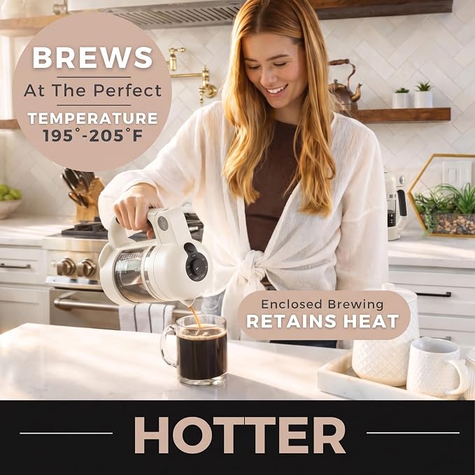 VINCI Micro Café Smallest Single-Serve Coffee Brewer | Compatible with Keurig K-Cups, K-Pods | Glass Carafe | Enclosed Brewing for Hotter Coffee | Large Capacity Reusable Filter Cup Included (White)