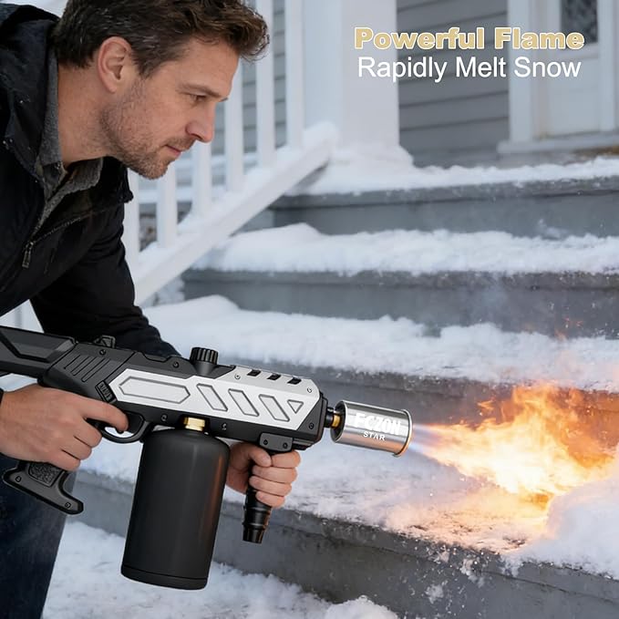 FCZON Flame Thrower Gun, Detachable Cooking Propane Torch Gun with Adjustable Flame, Powerful Blow Torch for BBQ, Searing Steak, Welding, Camping(Propane Tank Not Included)