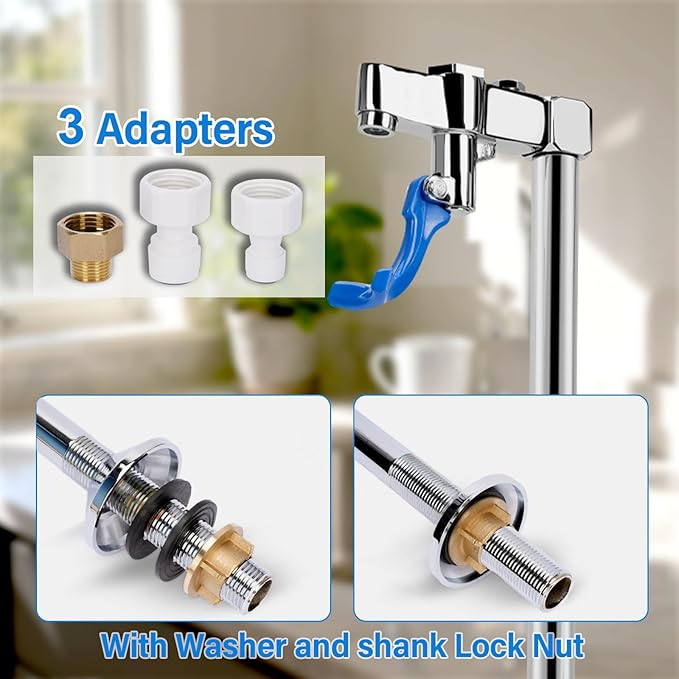 14 inch Glass Filler Faucet, Glass Filling Station Water Station Drinking Water Faucet with 1/4" & 3/8" Adapters & Sealing Tape, Male for Bar Cafe Restaurant Kitchen Hotel Public Lounge