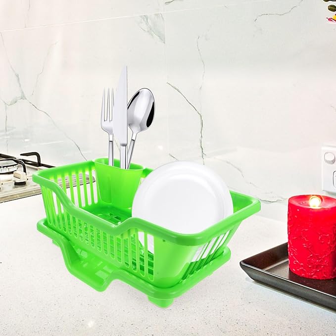 IMIKEYA Green Dish Rack Dish Drainers Kitchen Sink Drying Rack Plastic Household