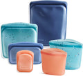 Stasher Silicone Reusable Food Storage Bags, 6-Pack Starter Kit, Reusable Freezer Bags, Microwave, Dishwasher, Oven Safe, Sous Vide, Lunch Containers, Eco Friendly, Snack Bag, Sea Spray | Reusable Food Bags