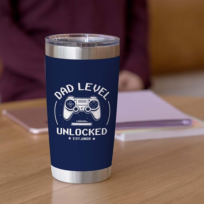 Promoted to Dad 2026 Tumbler 20oz – New Dad Gifts for First Time Daddy, Expecting Daddy Present For Birthday, Father’s Day, Christmas Cups From Friend, Baby, Kid, Wife