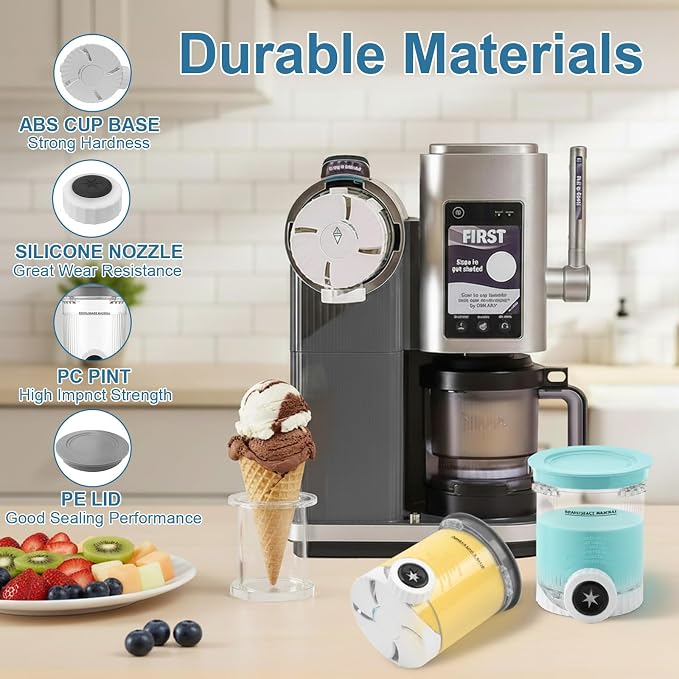 Creami Swirl Pints and Lids for Ninja, Compatible with NC700 Series, NC701, NC701C, Creami Containers for Swirl Ice Cream & Soft Serve Makers, BPA-Free & Dishwasher Safe (1Pack, Gray)