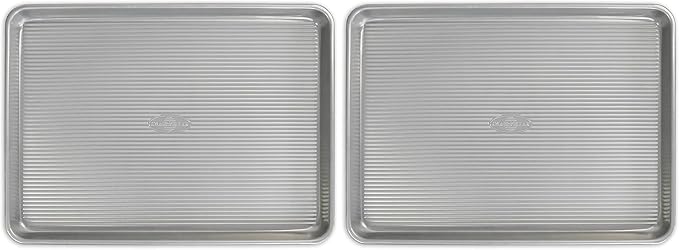 USA Pan Bakeware Nonstick Half Sheet Pan,Baking Sheet,Aluminized Steel,(Pack of 2)