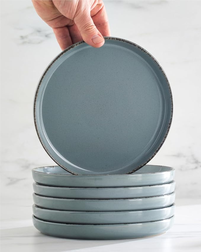 Stoneware dinnerware set 8 persons Rustic 32 pcs - Rustic design dinnerware set, dishwasher safe - Bowl and plate set - Pure Living dinnerware in smoky blue…