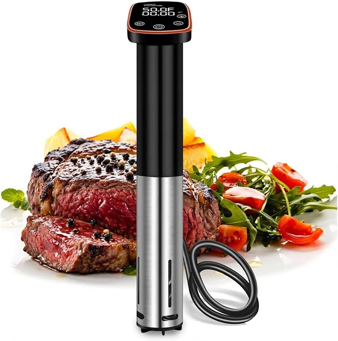 1100W Sous Vide Cooker for Steak & Tender Chicken Sous Vide Machine Ultra-Quiet Immersion Circulator with Precise Touch Control & Digital Timer, Fast Heating, IPX7 Waterproof