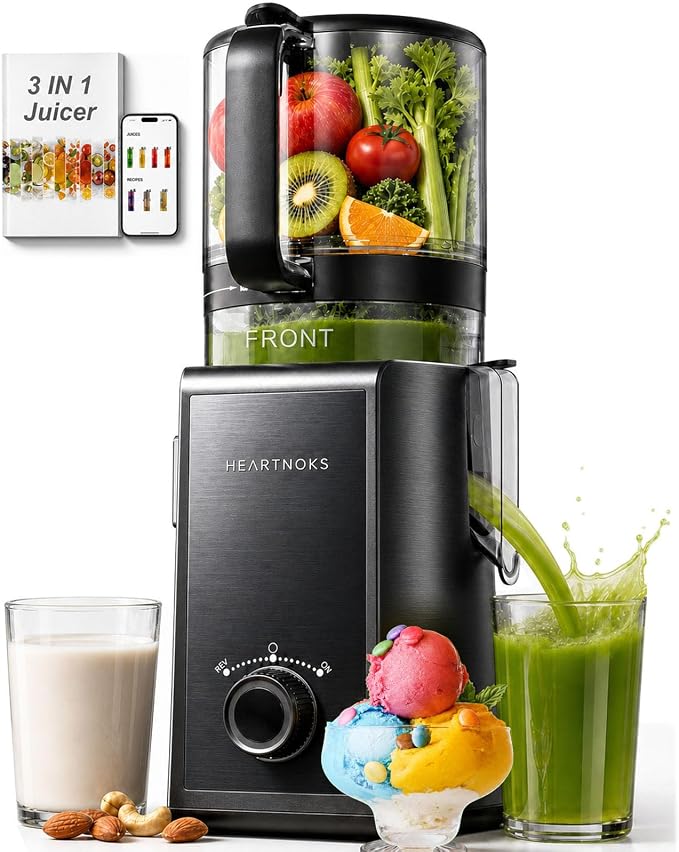 Juicer Machines, 3-in-1 Cold Press Juicer, 6.5'' Wide Feed Chute | Slow Masticating Juicer for Juice, Oat&Nut Milk, and Sorbet, Easy to Clean for Busy Mornings