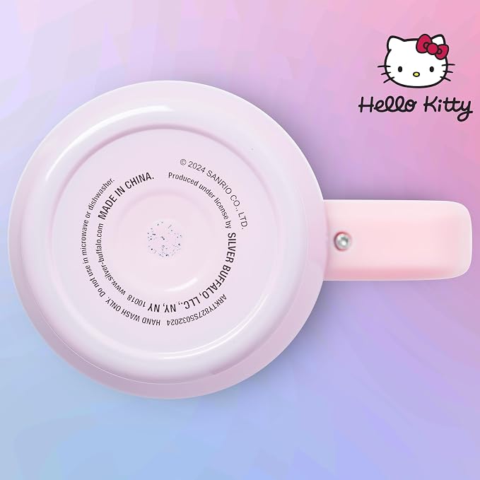 Silver Buffalo Sanrio Hello Kitty Christmas Holiday Dress and Matching Bow Snowflakes Double Walled Stainless Steel Tumbler with Handle and Straw, Fits in Standard Cup Holder, 40 Ounces