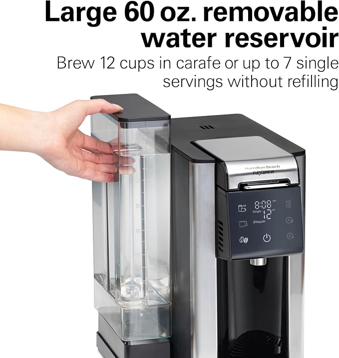 Hamilton Beach Flexbrew Advanced 5-in-1 Drip & Single Serve Coffee Maker | Single Serve Hot & Iced Coffee Maker | 12 Cup Programmable Drip Coffee Maker | Removable 60 oz. Reservoir | Black