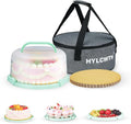 Cake Carrier With Lid And Handle, Bpa-Free Cake Holder With Lid For 10 Inch Round Cake Carrier With 10 pcs Round Golden Cake Boards And Portable Insulated Bag