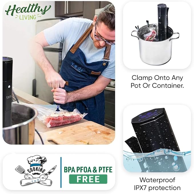 Yedi Infinity Sous Vide Cooker, Powered by Octcision Technology, Deluxe Accessory Kit, Recipes, 1000 Watts