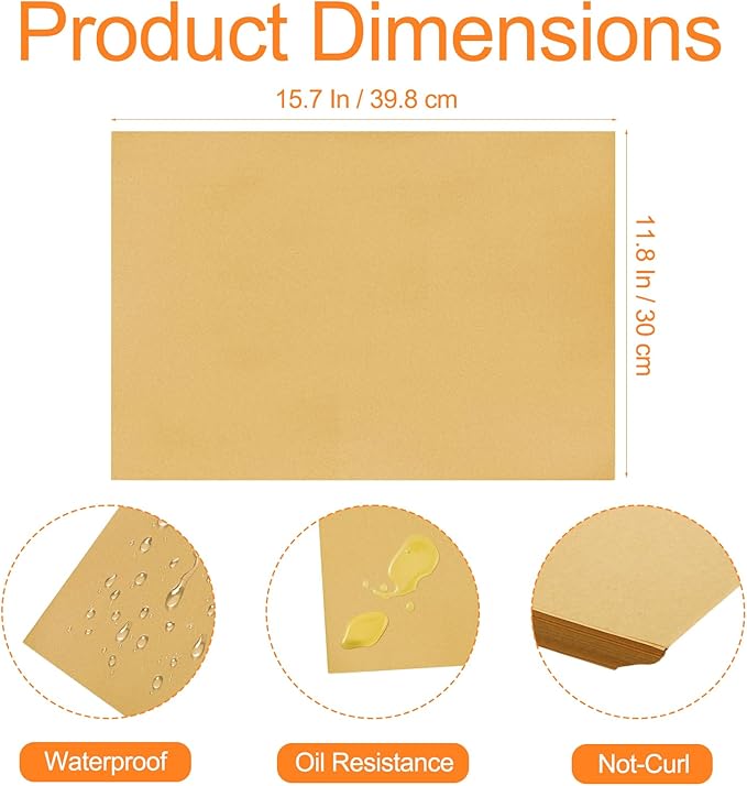 400 Pack Parchment Paper Sheets, 12 x 16 Inch No-Stick Pre-Cut Baking Paper Sheets, Half Sheet Parchment Paper for Cooking, Grilling, Steaming, Oven, Air Fryer, Microwave