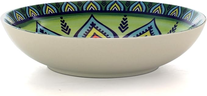 Elama Zen Green Mozaik 16 Piece Luxurious Stoneware Dinnerware with Complete Setting for 4, 16pc
