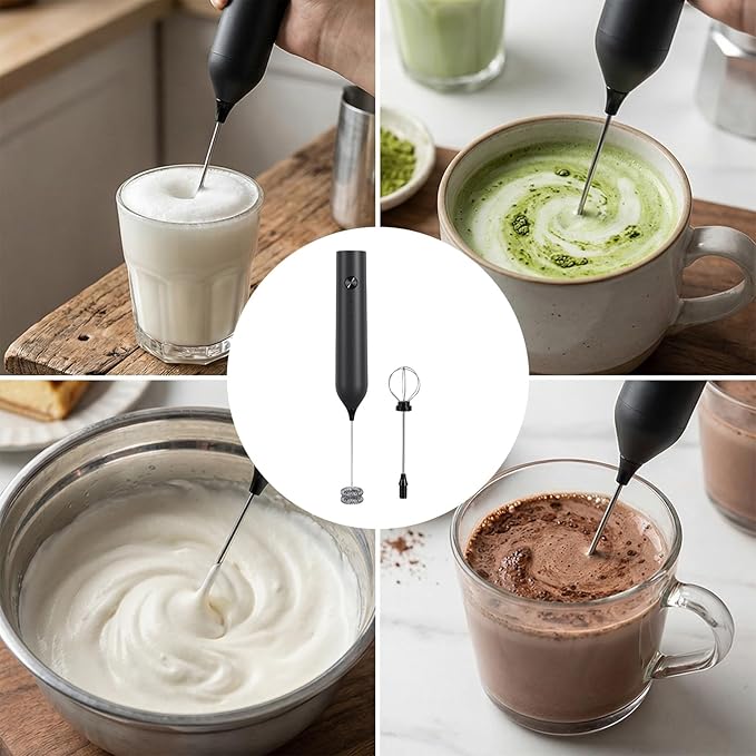 Electric Milk Frother Handheld Whisk Suitable for Coffee and Hot Chocolate with and Ergonomic Grip