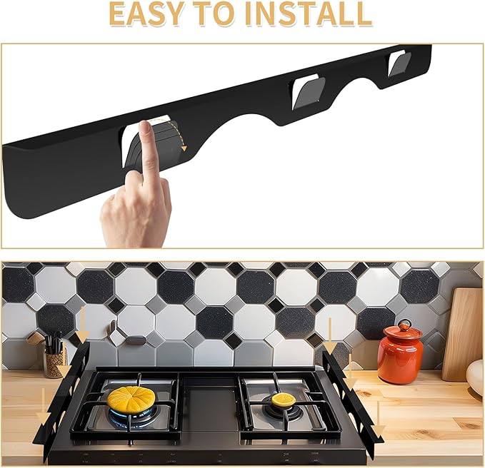 Stove Gap Covers 316 Stainless Steel,Thick Stove Gap Filler,Heat-Resistant Oven Side Gap Filler,Between Stove and Counter Slide In Range Trim Kit for Kitchen,2 Pack (23.2” Upgrade Shiny Black)