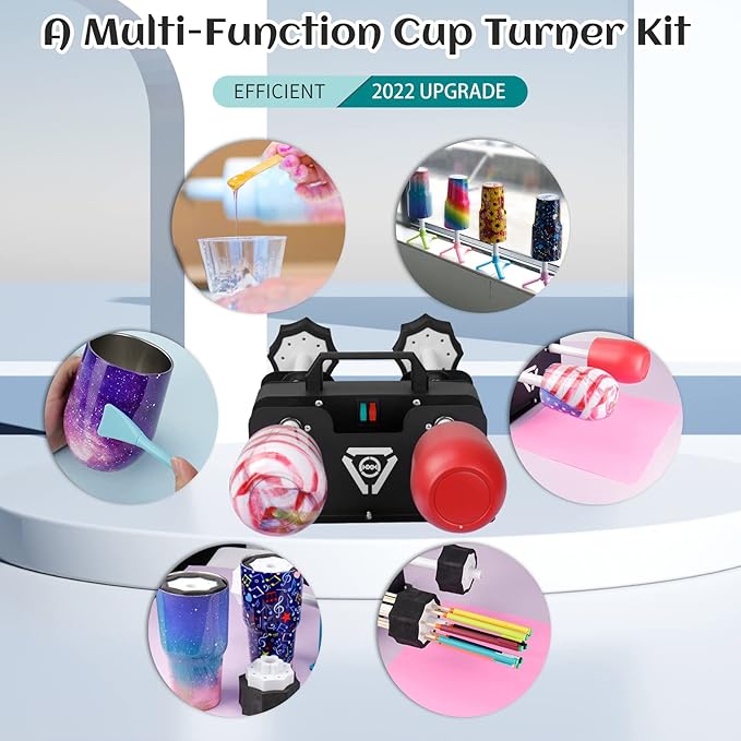 Multi Cup Turner for Tumblers,4X Cup Spinner for Tumblers with 4 ON/Off Switch for Epoxy Resin Tumblers Creating Craft…