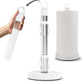 Stainless Steel Paper Towel Holder with Spray Pump – One-Handed Tear, Smart Traction System, 5 oz Sprayer Bottle, Heavy Duty Suction Cups, Weighted Base, Kitchen Towel Dispenser for Countertop Use