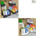 L shape Under Sink Organizers with 2 Pack of Black and 2 Pack of White，Sliding L-shape Cabinet Organizers Narrow Space Storage Multi-purpose Sink Organizer for Bathroom Kitchen Drawer