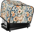 Beige Flower Horses Covers for 4 Slice Toasters,Cute Country Bread Machine Cover with Handle,Washable Stain Resistant Kitchen Small Appliance Cover Dining Decor
