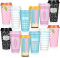 Skylety 12 Pcs Back to School Teachers Gifts Teacher Appreciation Gifts Teacher Deals Bulk Reusable Plastic Coffee Cup with Lid for First Day of School Party Decorations (Pastel)
