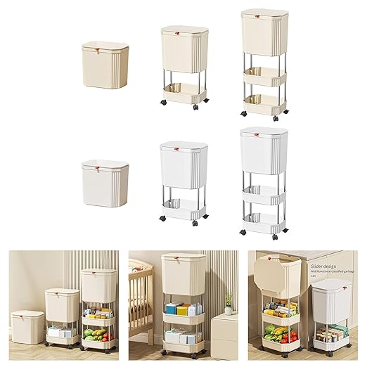 Renter Friendly Trash Bin Storage Shelf Organizers Not Need Drilling Compactly Kitchen Storage Easy Cleaning Garbage Bin Kitchen Trash Can Shelf