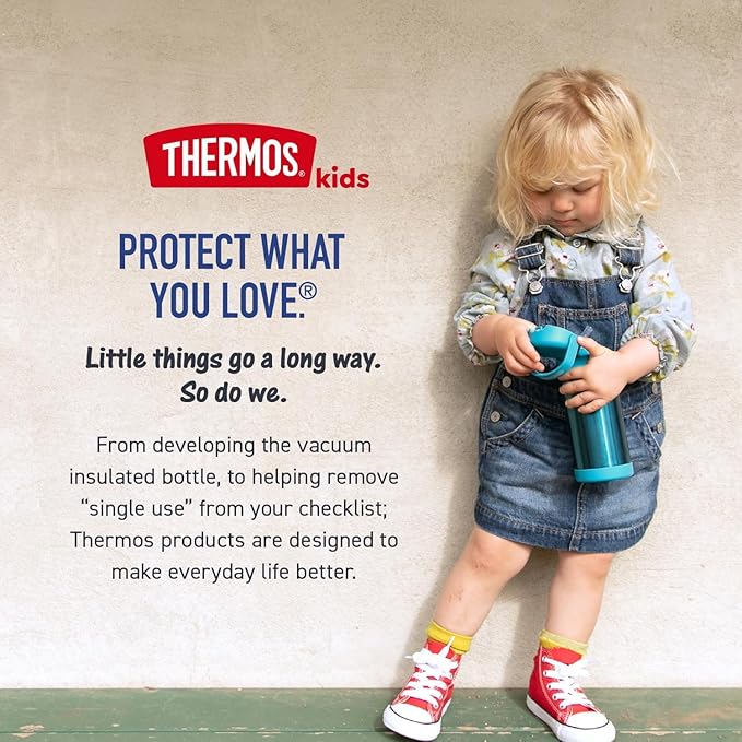 THERMOS FUNTAINER Water Bottle with Straw - 12 Ounce - Kids Stainless Steel Vacuum Insulated Water Bottle with Lid, Hot Wheels