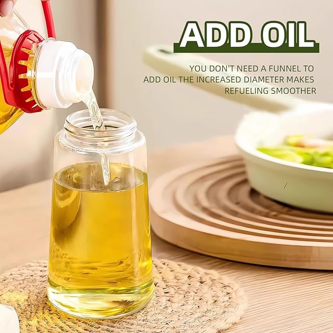 PLAPITATE Oil Dispenser for Kitchen, 2 in 1 Olive Oil Sprayer, Olive Oil Dispenser Spray Bottle with Brush, Oil Sprayer for Cooking for Air Fryer, Barbecue, Salad 16oz/470ml (Black)