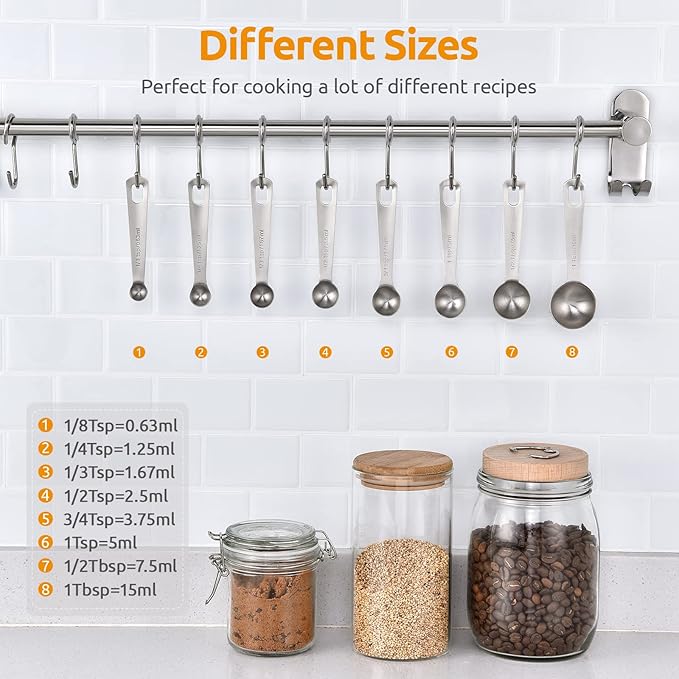 U-Taste 18/8 Stainless Steel Measuring Spoons Set for Dry and Liquid Ingredients(Set of 8), and Upgraded Measuring Cups and Spoons Set of 12 with Reinforced Welded Handle (Black)