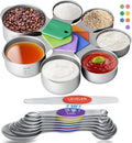 Magnetic Measuring Cups & Spoons Set|304 Stainless Steel Dual Scale Set of 23, Strong N52 Magnetic Nesting Design with Leveler, for Dry&Liquid Ingredients, Dishwasher Safe(Colorful)
