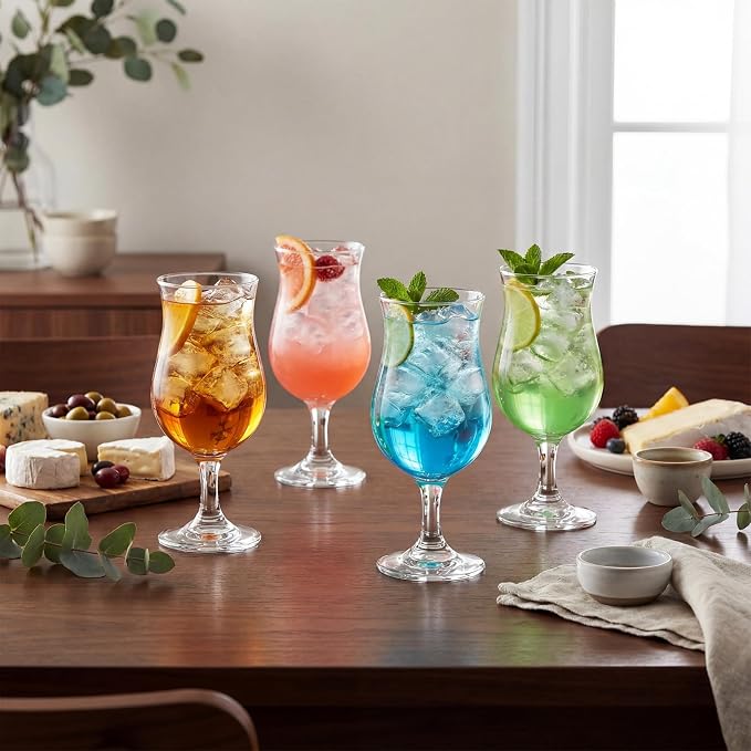 LemonRoad 12 Packs Goblet Cocktail Glasses, 13 oz Tulip Drinking Cups Tall Wine Glasses Multi Purpose Water Goblet for Party Mojito Juice Beer Beverages