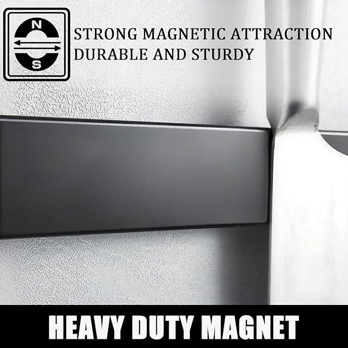 Magnetic Knife Holder for Wall, 20" Magnetic Knife Strips, Stainless Steel Magnetic Bar as a Knife Holder, Magnetic Strip for Knives for Kitchen Utensil Organizer (Black, 20 Inch)