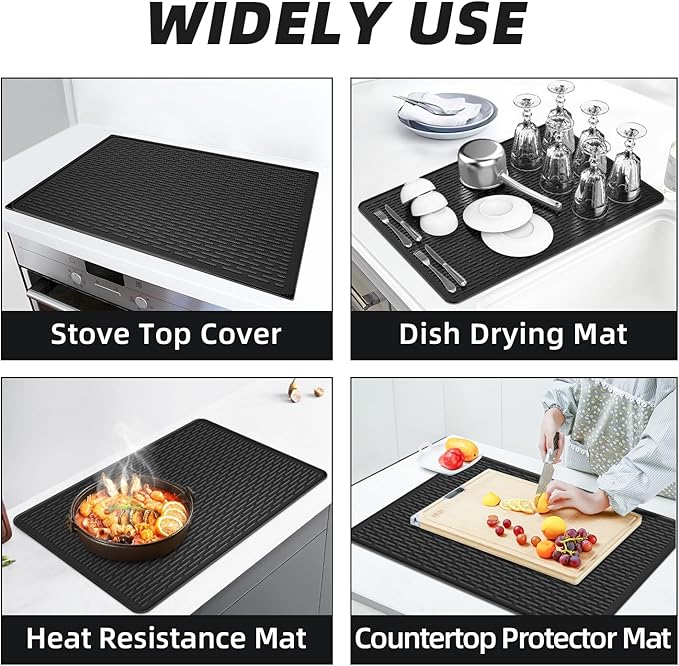 LOPNUR Thick Electric Stove Cover for Stove Top, 29.9"x20.9" Silicone Stove Mat for Glass Top Stove Cover, Heat Resistant Induction Cooktop Protector, Non-Slip Kitchen Glass Cooktop Protector, Black