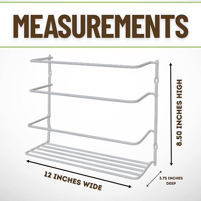 Evelots Kitchen Wrap Organizer - 4 Pack - Hold up to 4 Plastic, Foil, Paper, Wax - Cabinet Door, Wall Rack Basket - Sandwich, Freezer, Food Bag Storage - Laundry Supplies - Chrome Finished Metal