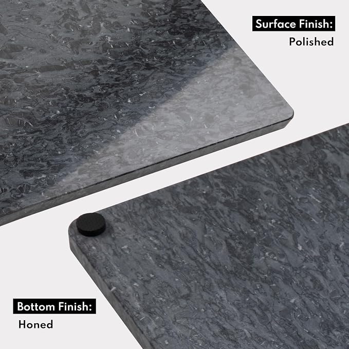 Lovdeco Marble Cutting Board, Pastry Board For Kitchen, Large Black Marble Slab Gift With Non-Slip Feets, 16x20 Inch, 1 Piece