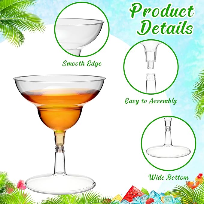 Rtteri 250 Pcs Mini Martini Glasses Plastic 2 Oz Disposable Mini Margarita Cups Clear for Weddings Party Wine Cocktails Drinks Desserts (Margarita)