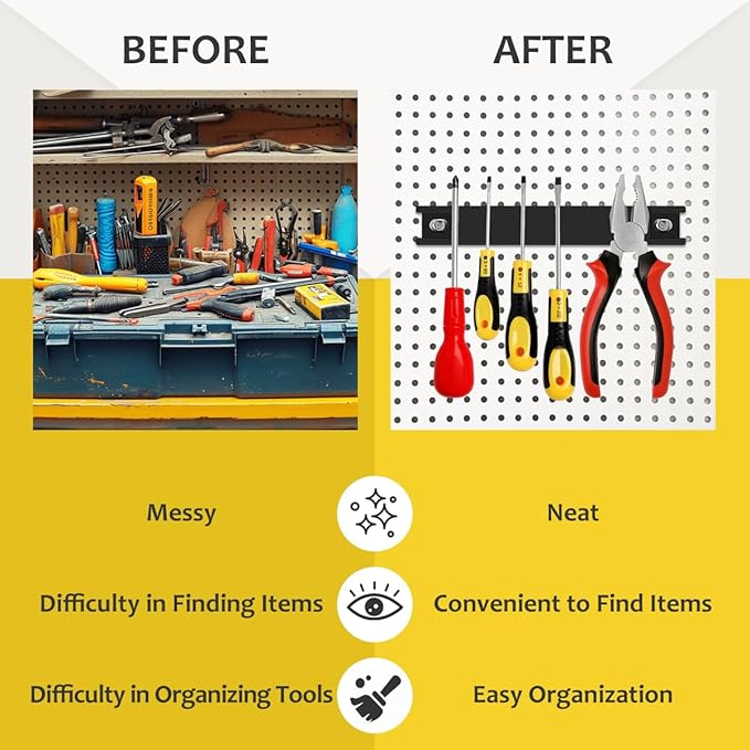 8' Heavy Duty Magnetic Tool Strip, 4 Pack Rubber Protected, Storage Organizer for Garage Shop Wall Workbench Screwdriver Wrench Pliers