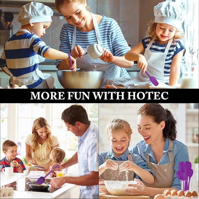 Spatulas Set of 6, Food Grade Silicone Spatulas Rubber Heat Resistant, Stainless Steel Core, Kitchen Utensils Nonstick for for Cooking, Baking and Mixing(purple)