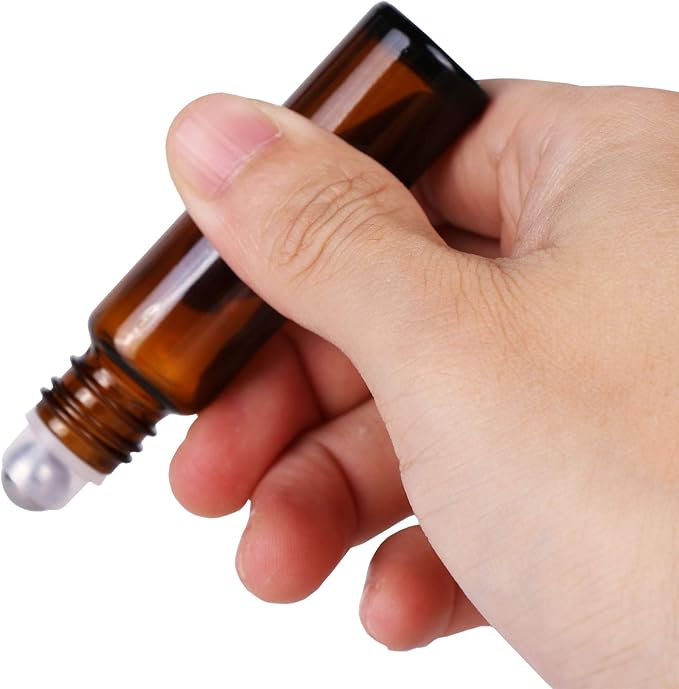 inice 100 10ml Amber Galss Roller Bottles Essential Oils Applicator With Stainless Steel Roller Balls Aluminium Alloy Cap